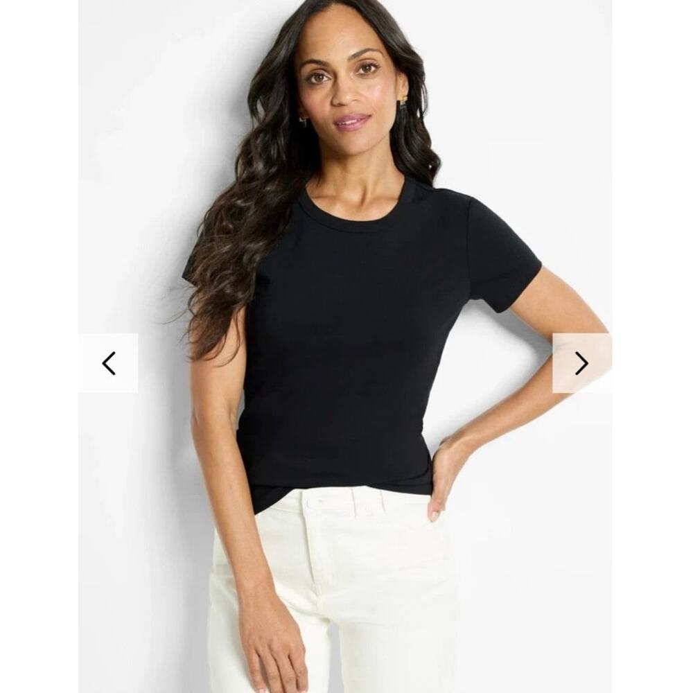NWOT Nic + Zoe Perfect Knit Crew Neck T-Shirt in Black SZ S